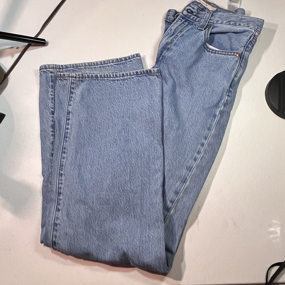 Levi's Women's Blue Denim Premium Ribcage Wide Leg Jeans 24 X 32 High Rise - Picture 3 of 11
